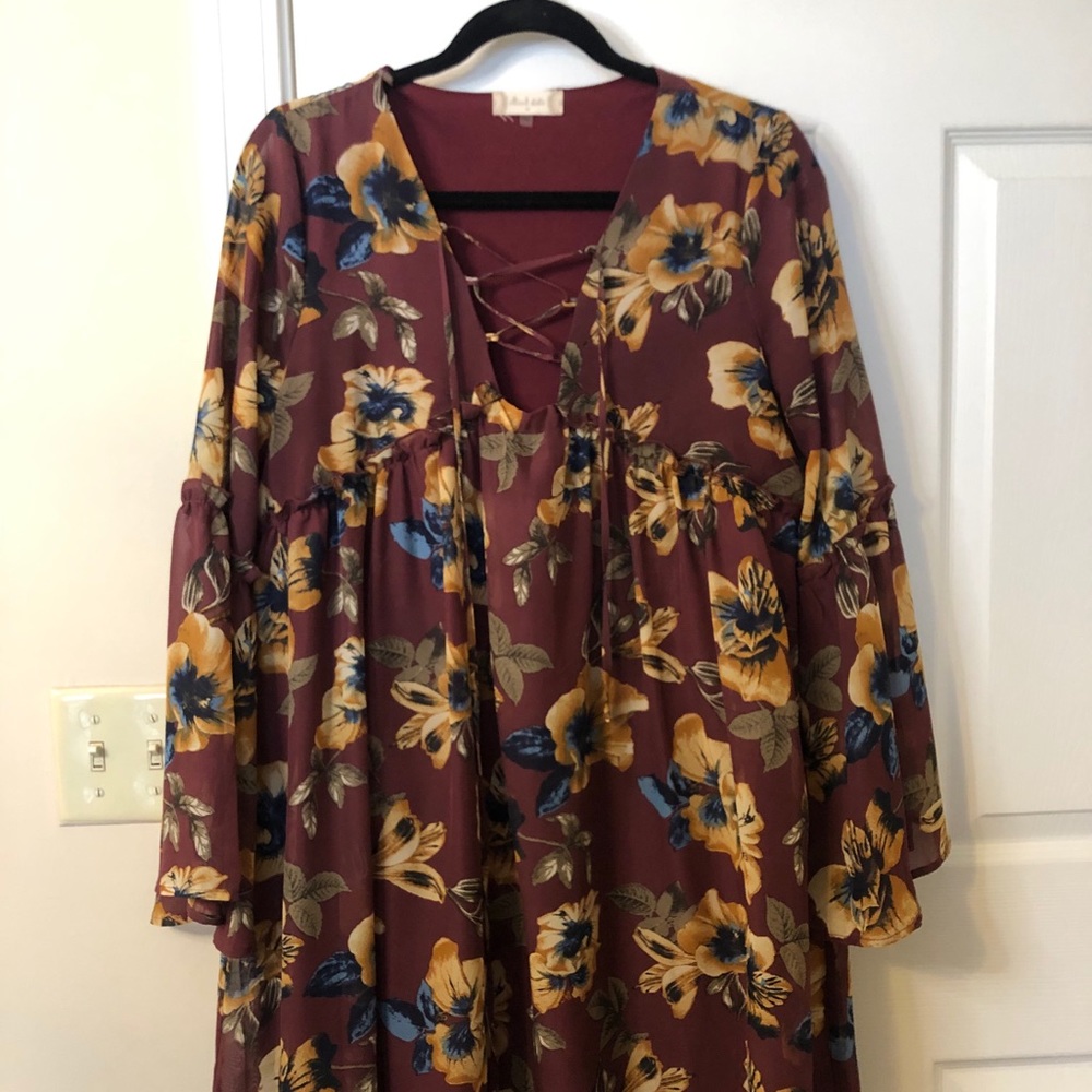 Altar’d State Floral Flowy Sundress Lace Up